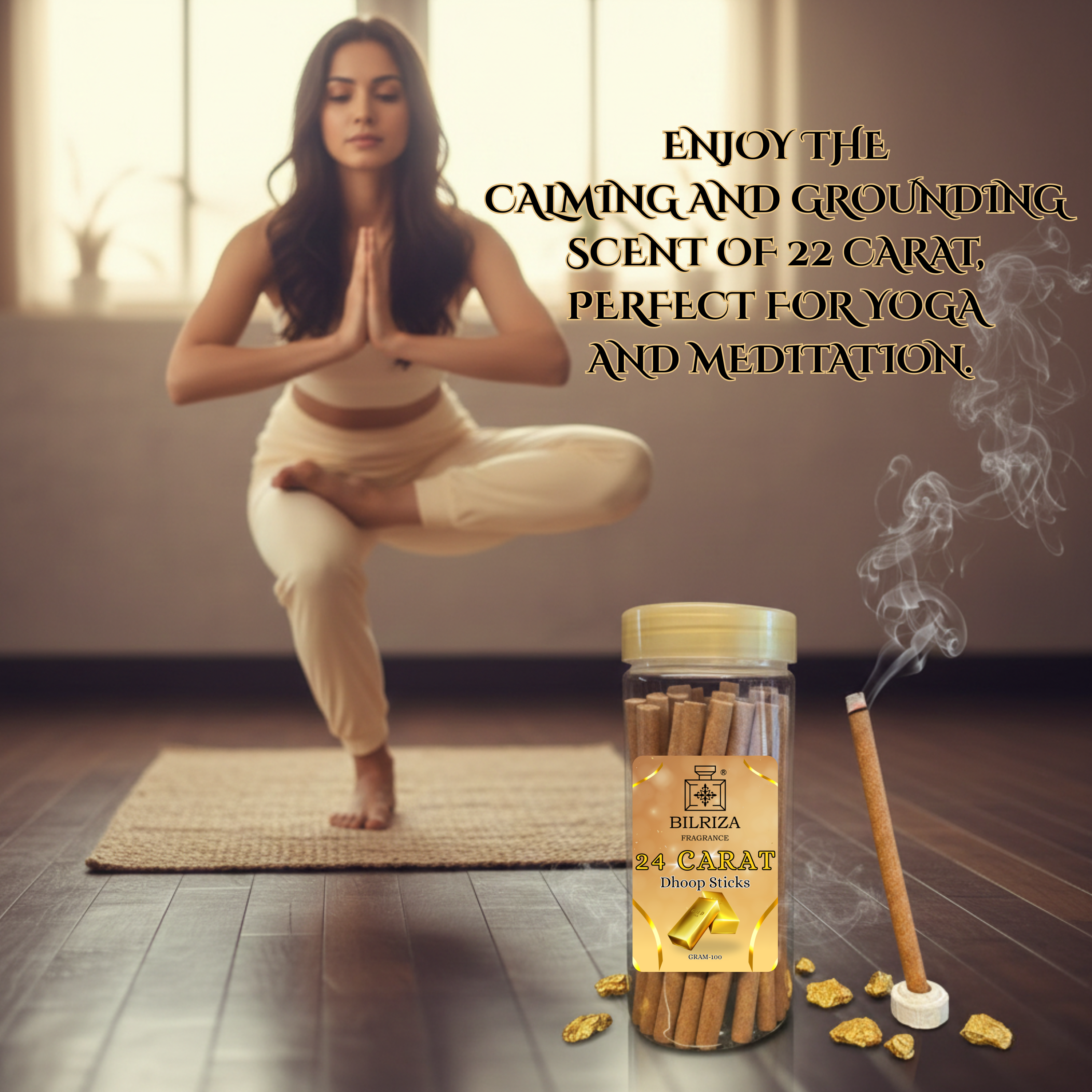 Bilriza Fragrance 24 Carat Bambooless Incense – Long Lasting Aroma, No Charcoal, No Bamboo