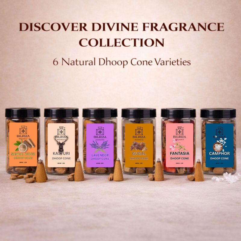 Bilriza Fragrance Camphor Fragrance Dhoop Cones – Natural Air Purifier for Puja & Meditation