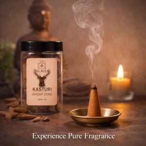 Bilriza Fragrance Kasturi Dhoop Cones – Calming Musk for Puja & Home