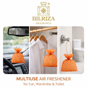 Bilriza Fragrance Tangerine Hanging Bag Air Freshener – Energizing Citrus Aroma for Cars & Rooms