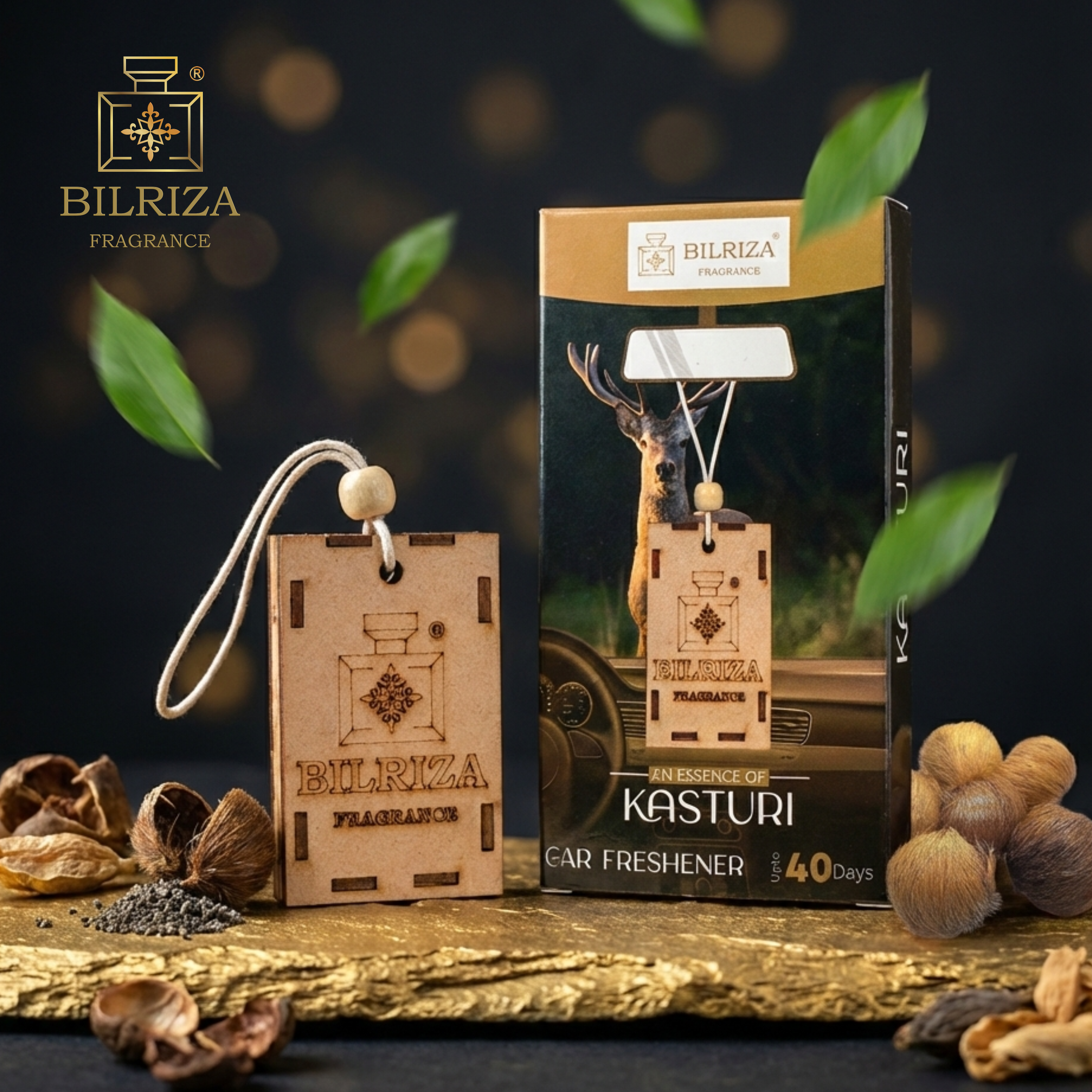 Bilriza Fragrance Kasturi Car Air Freshener Hanging – Effective Odor Eliminator with Musk Scent