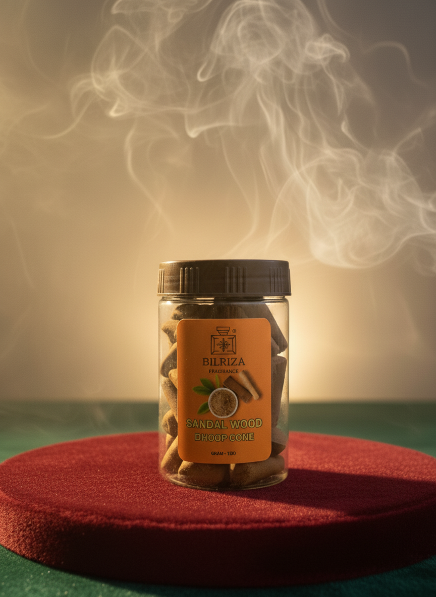 Bilriza Fragrance Sandalwood Fragrance Dhoop Cones – Natural Woody Aroma for Puja, Yoga & Relaxation
