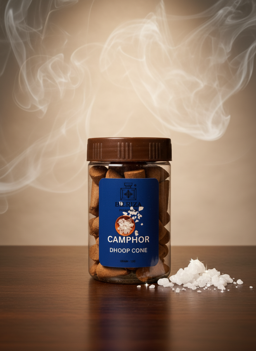 Bilriza Fragrance Camphor Fragrance Dhoop Cones – Natural Air Purifier for Puja & Meditation