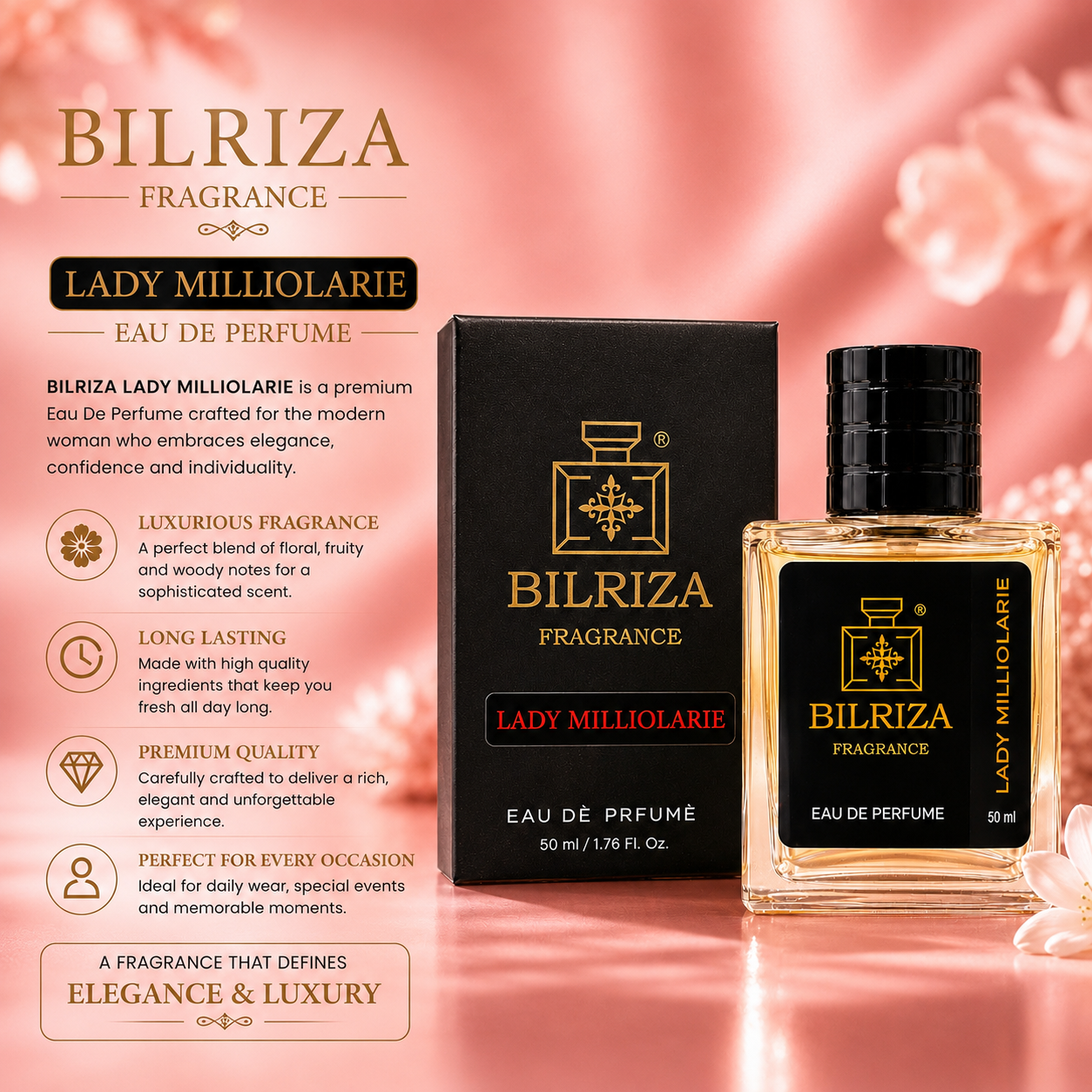 Bilriza Fragrance Lady Millionaire Eau de Parfum 50ml – Elegant Scent for Her