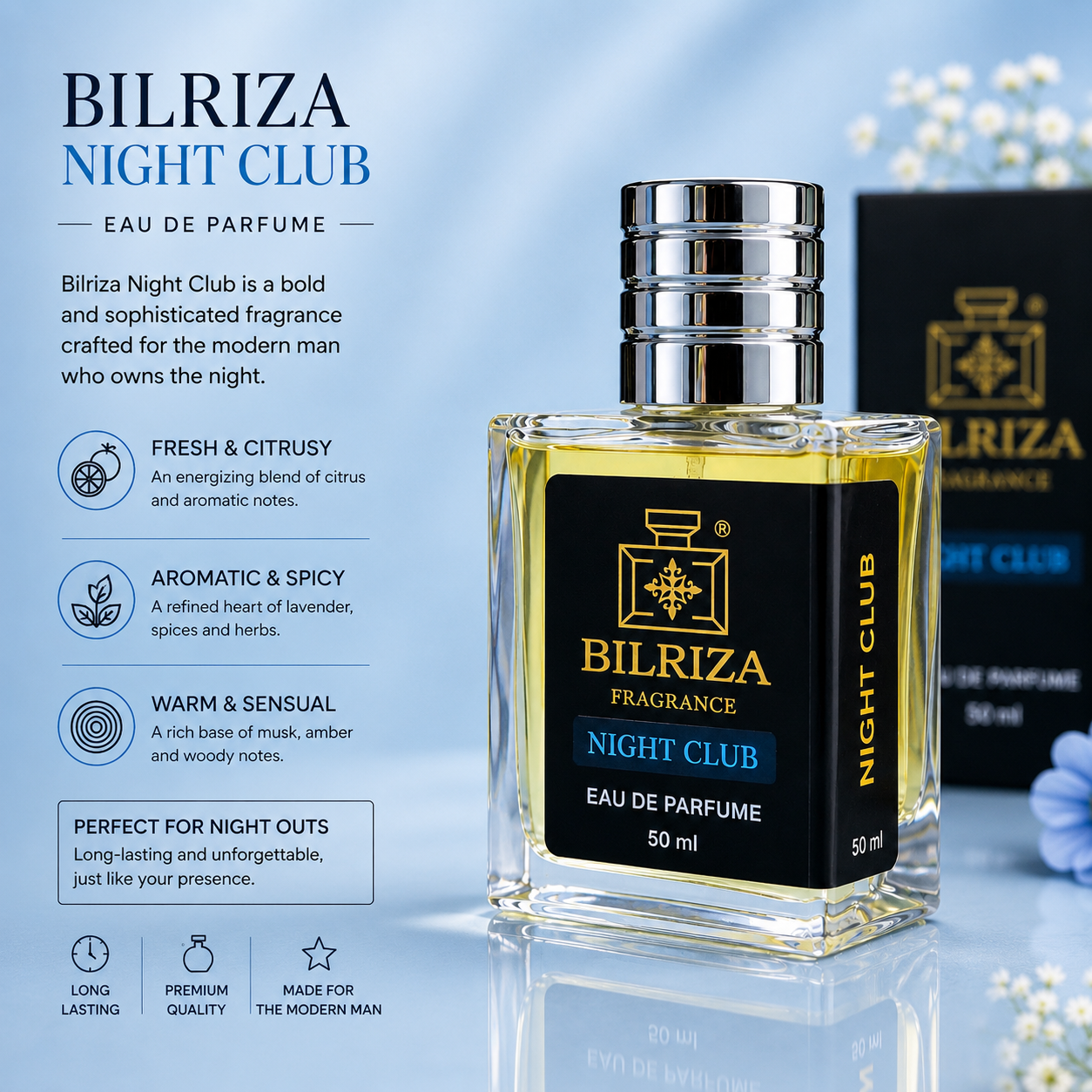 Bilriza Fragrance Night Club 50ml Perfume – Party-Ready Fragrance for Men & Women Eau de Parfum