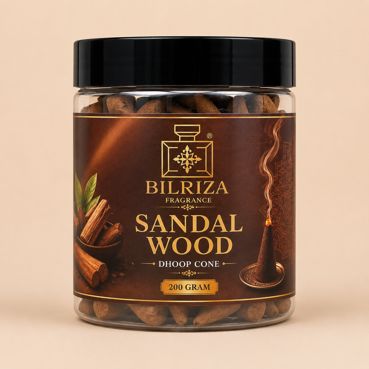 Sandal Wood Dhoop Cone 200g | Premium Long Lasting Fragrance Dhoop Cones for Puja, Meditation & Home | Suitable for Daily Worship, Relaxation & Festive Occasions
