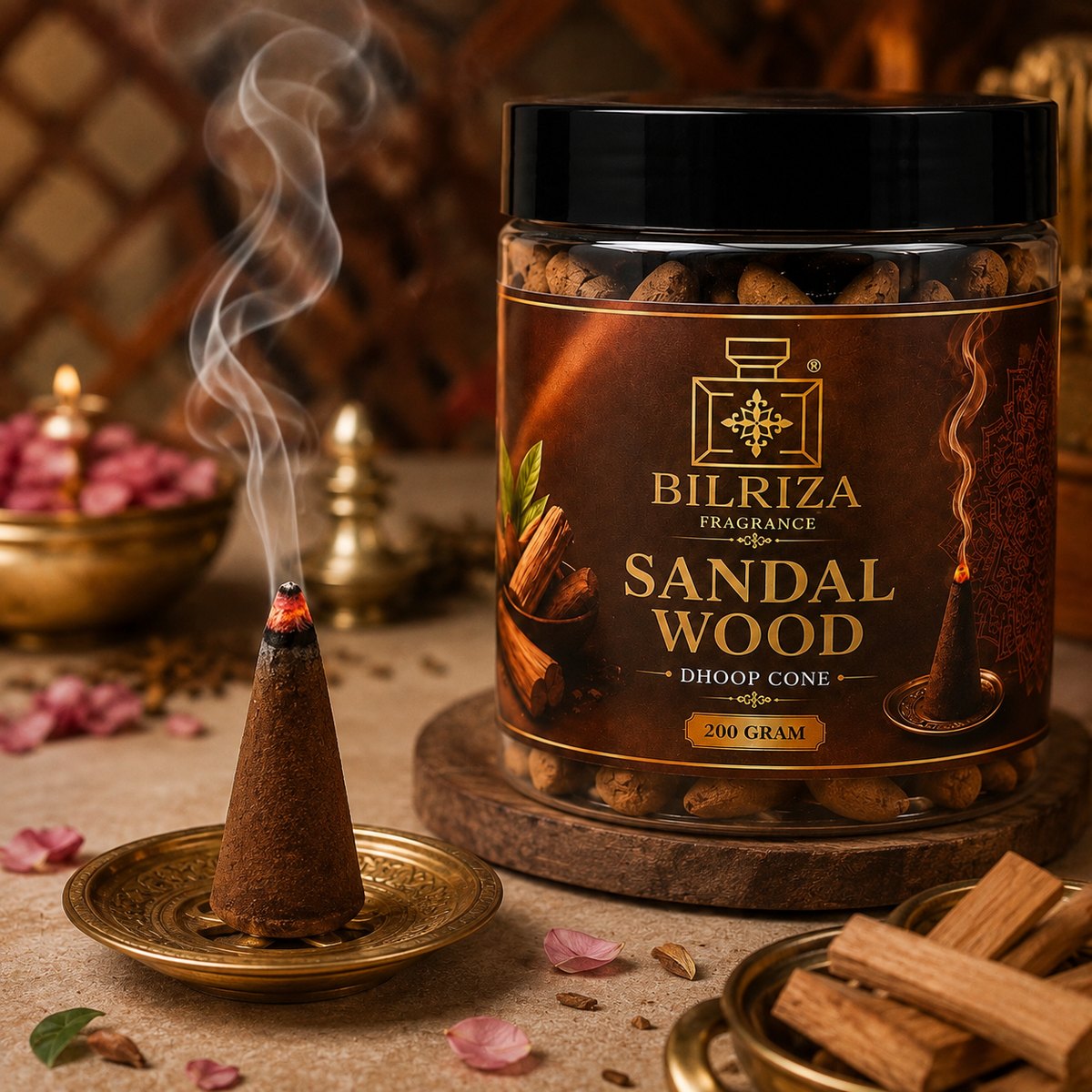 Sandal Wood Dhoop Cone 200g | Premium Long Lasting Fragrance Dhoop Cones for Puja, Meditation & Home | Suitable for Daily Worship, Relaxation & Festive Occasions