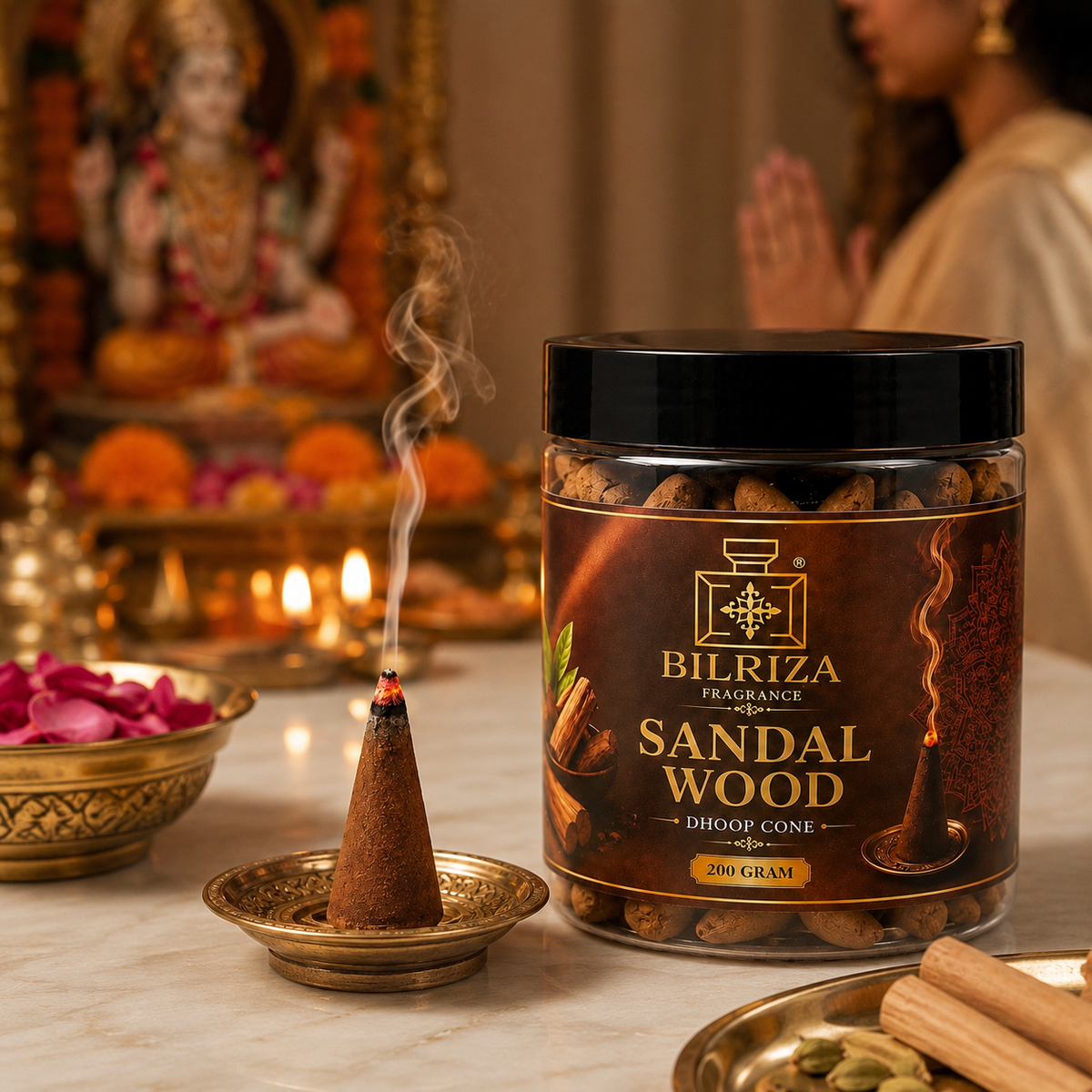 Sandal Wood Dhoop Cone 200g | Premium Long Lasting Fragrance Dhoop Cones for Puja, Meditation & Home | Suitable for Daily Worship, Relaxation & Festive Occasions